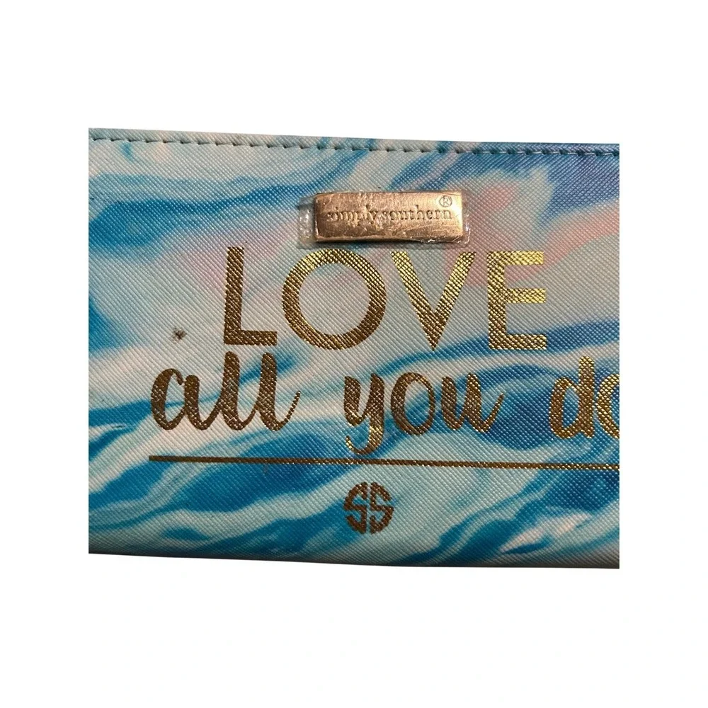 Simply Southern Zip Around Wallet Blue Marble Love All You Do. NWT‎